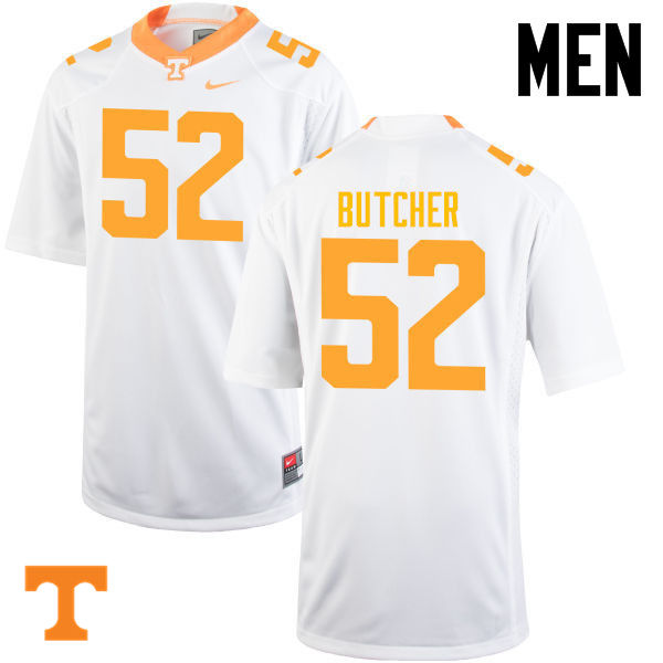 Men #52 Andrew Butcher Tennessee Volunteers College Football Jerseys-White